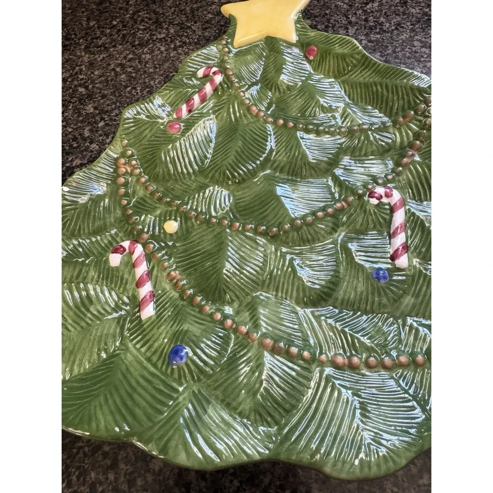 VTG Vigor Ceramic Christmas Tree Holiday Cookie Snack Plate/Tray 12